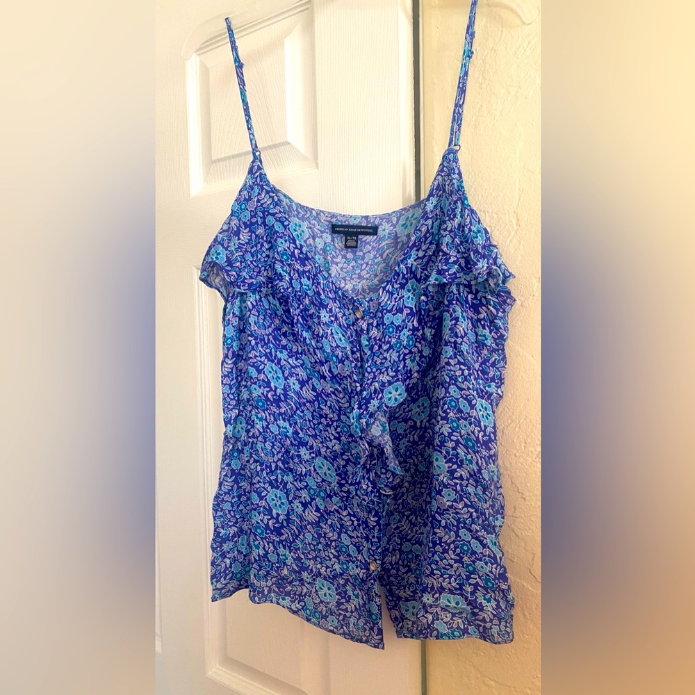 American Eagle XL purple and blue floral tank top